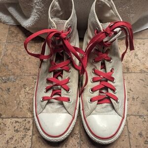 Converse Women's High-Top Sneakers with Red Accents